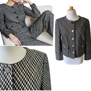 NEW SPANX Women’s PONTE Lady Jacket Jacquard Plaid Cropped Blazer Black Size XL